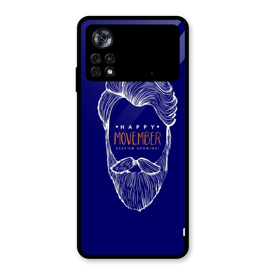 Happy Movember Blue Glass Back Case for Poco X4 Pro 5G