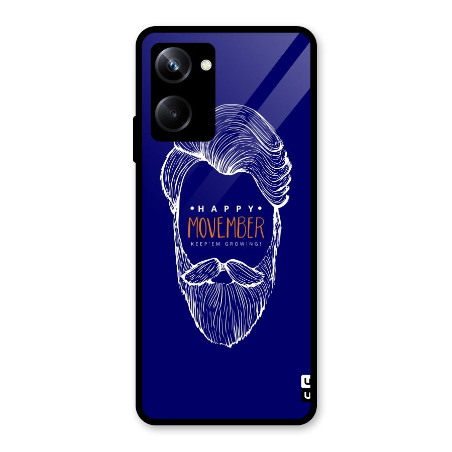 Happy Movember Blue Glass Back Case for Realme 10 Pro