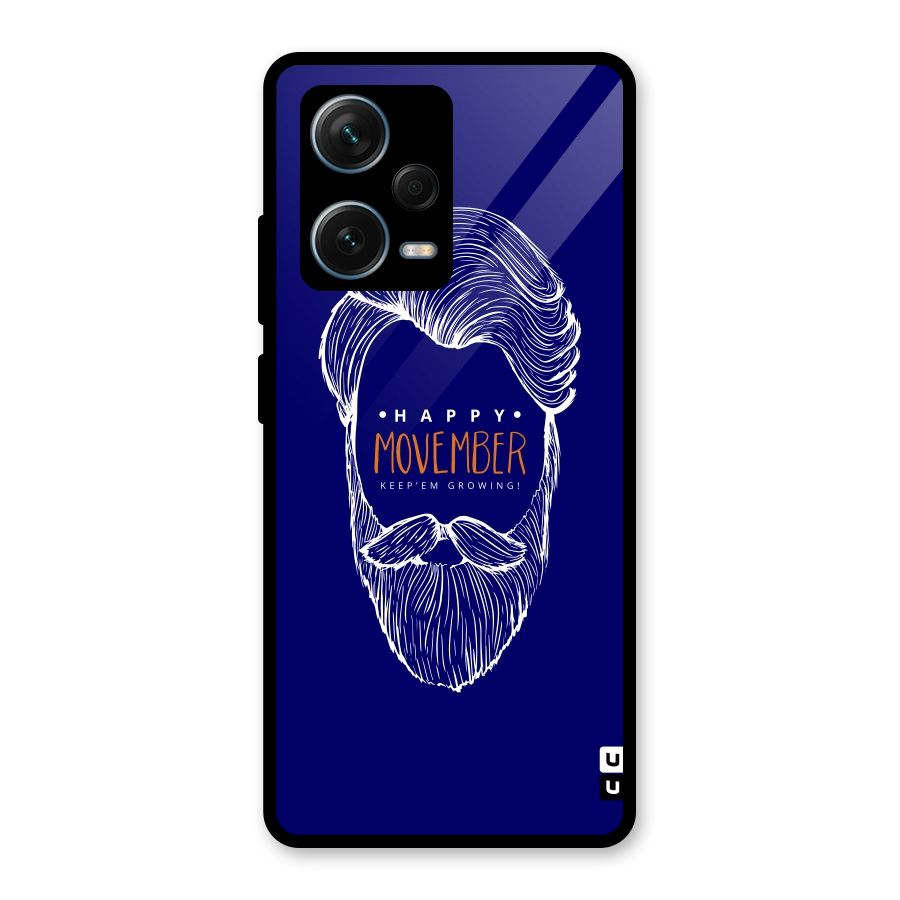 Happy Movember Blue Glass Back Case for Redmi Note 12 Pro Plus 5G