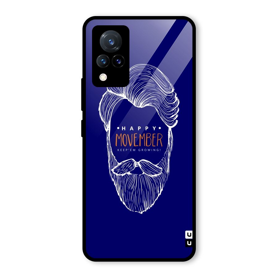 Happy Movember Blue Glass Back Case for Vivo V21 5G