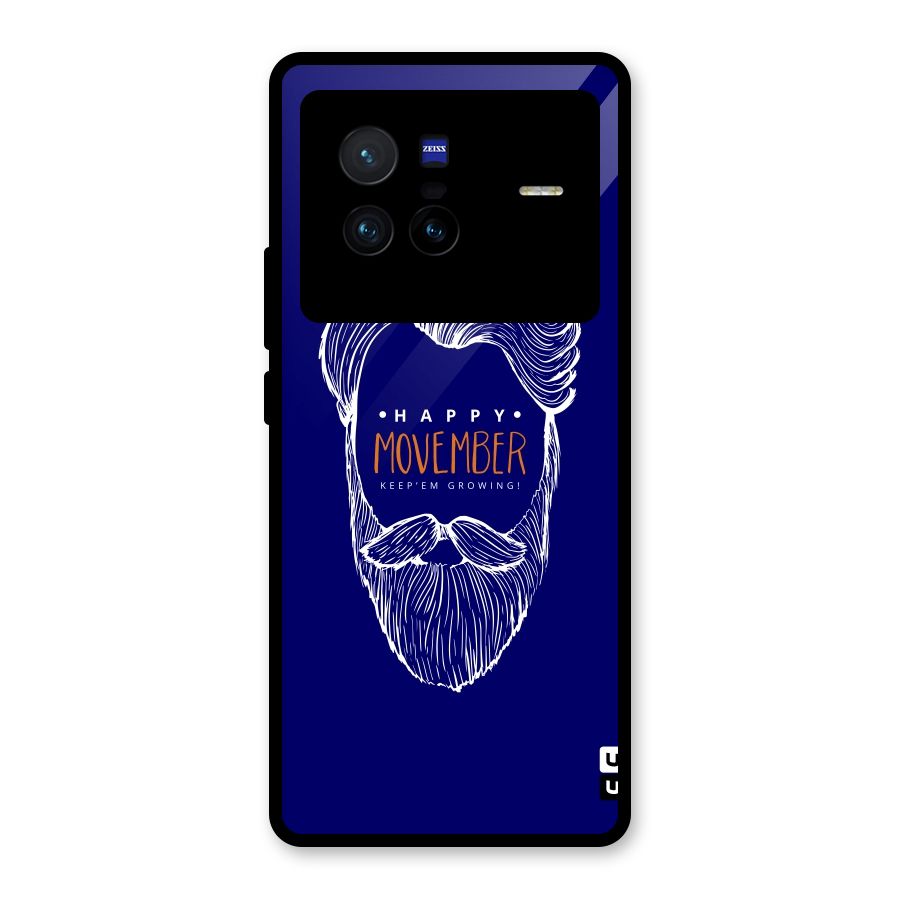 Happy Movember Blue Glass Back Case for Vivo X80