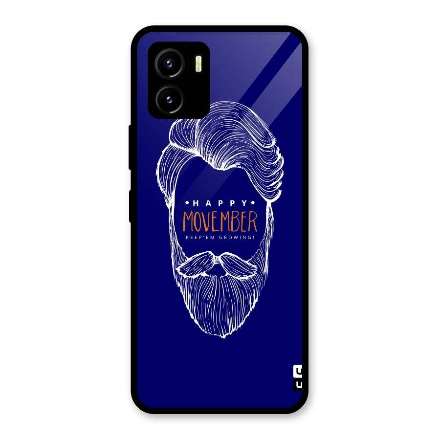Happy Movember Blue Glass Back Case for Vivo Y15s