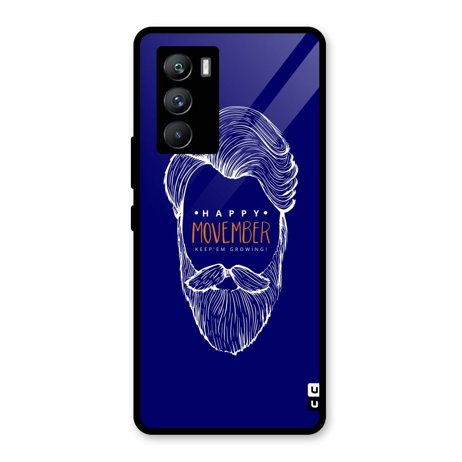 Happy Movember Blue Glass Back Case for Vivo iQOO 9 SE