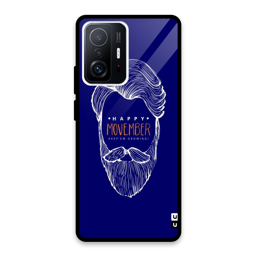 Happy Movember Blue Glass Back Case for Xiaomi 11T Pro