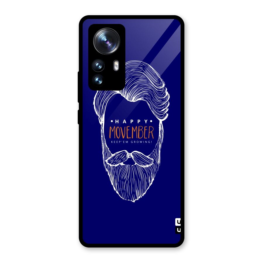 Happy Movember Blue Glass Back Case for Xiaomi 12 Pro
