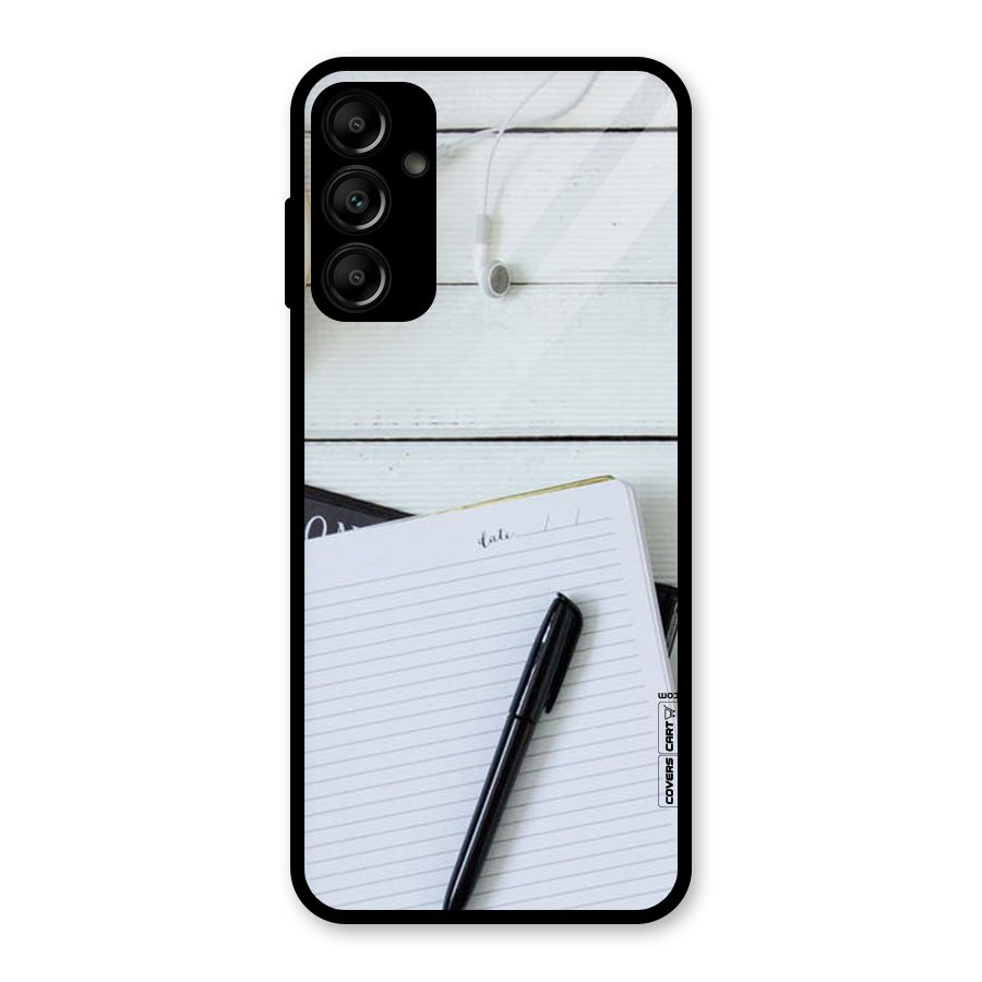 Headphones Notes Glass Back Case for Galaxy A14 5G
