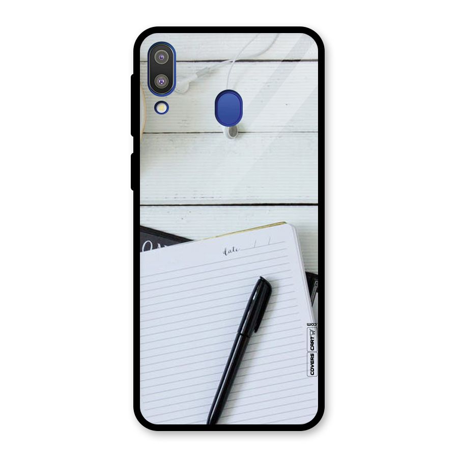 Headphones Notes Glass Back Case for Galaxy M20