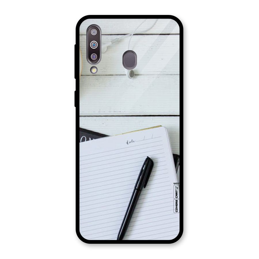 Headphones Notes Glass Back Case for Galaxy M30