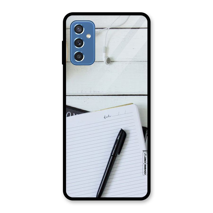 Headphones Notes Glass Back Case for Galaxy M52 5G
