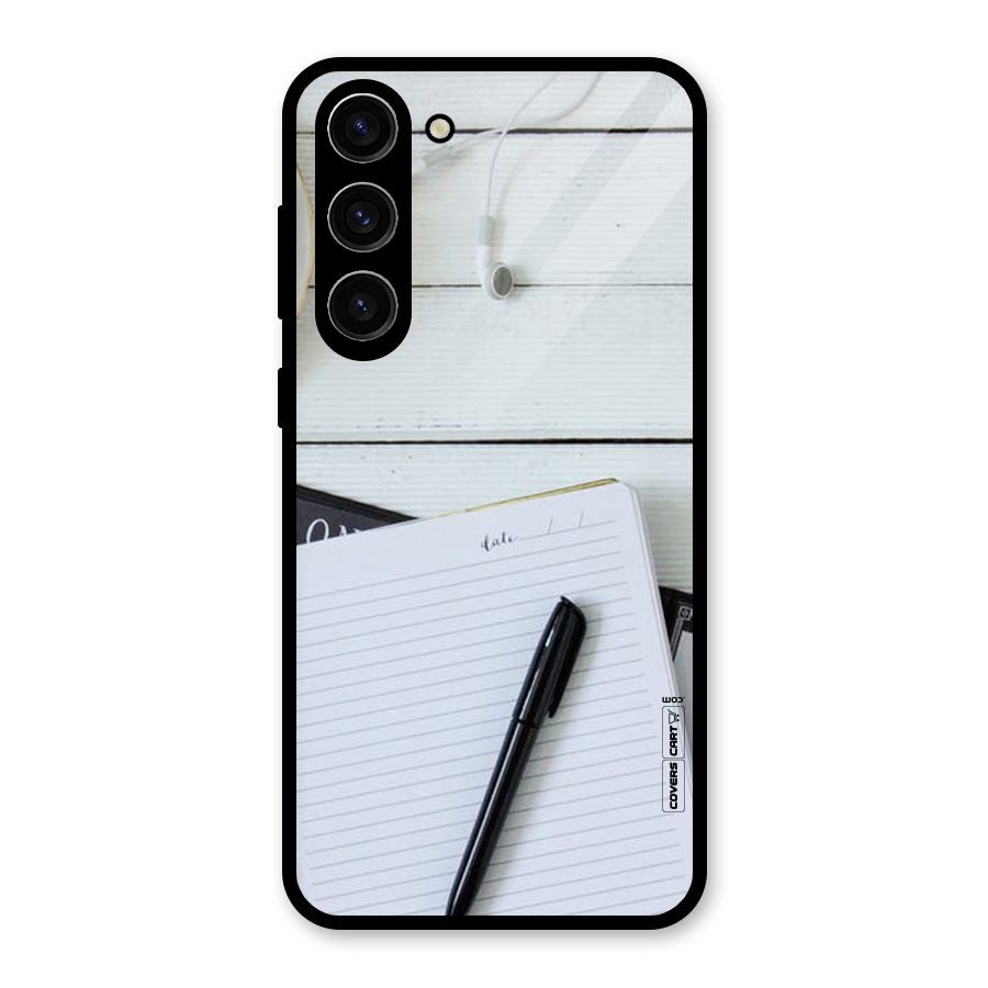 Headphones Notes Glass Back Case for Galaxy S23 Plus