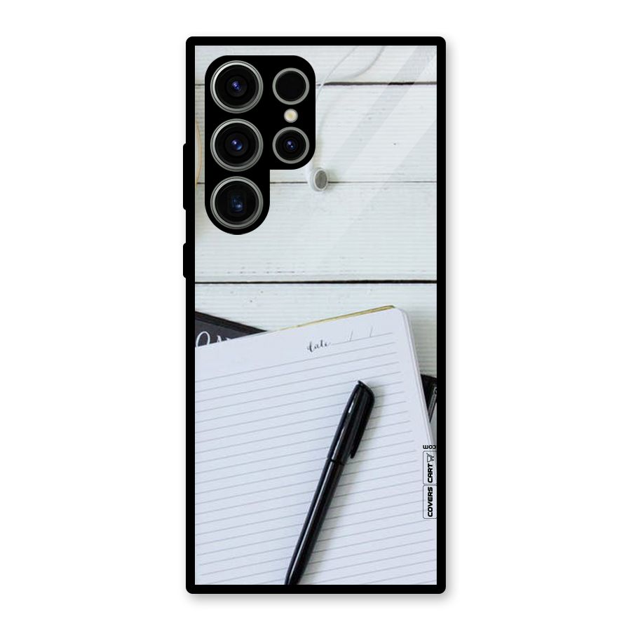 Headphones Notes Glass Back Case for Galaxy S23 Ultra