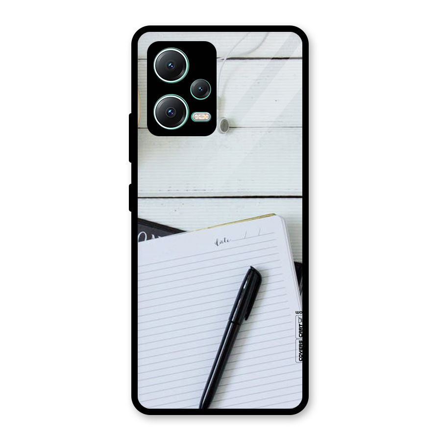 Headphones Notes Glass Back Case for Redmi Note 12 5G