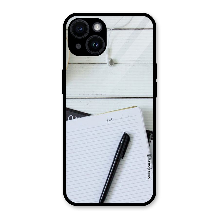 Headphones Notes Glass Back Case for iPhone 14