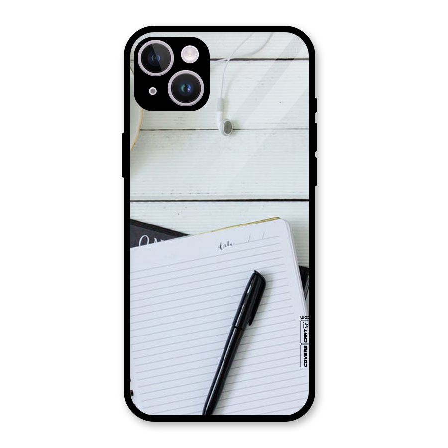 Headphones Notes Glass Back Case for iPhone 14 Plus