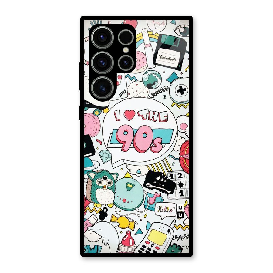 Heart 90s Glass Back Case for Galaxy S23 Ultra