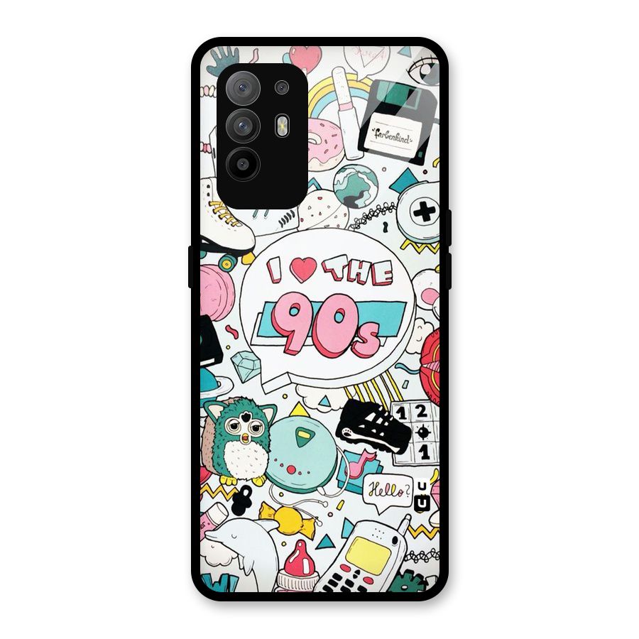 Heart 90s Glass Back Case for Oppo F19 Pro Plus 5G