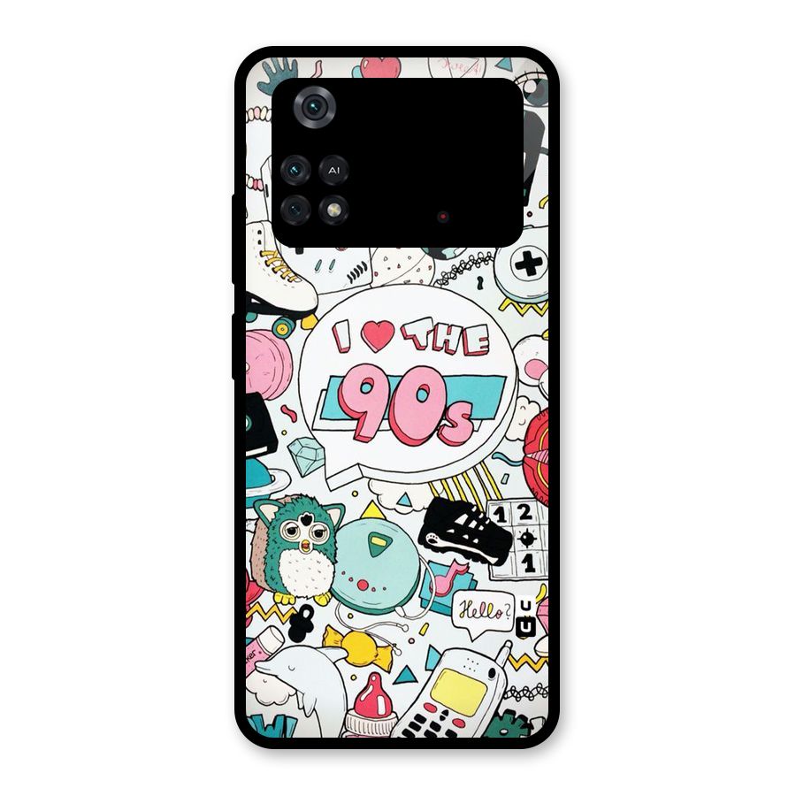 Heart 90s Glass Back Case for Poco M4 Pro 4G