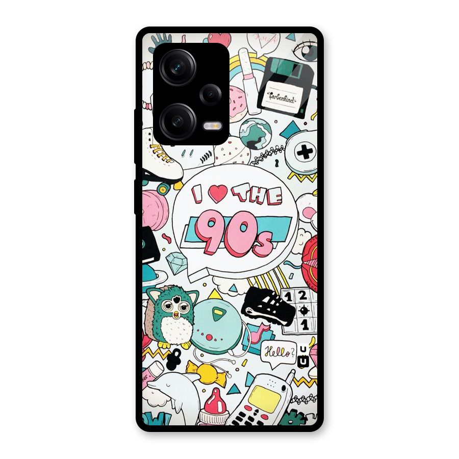 Heart 90s Glass Back Case for Redmi Note 12 Pro