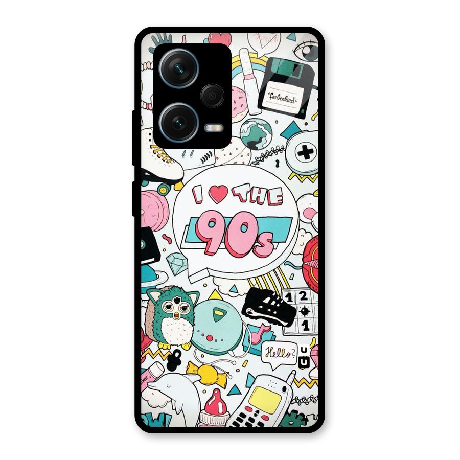 Heart 90s Glass Back Case for Redmi Note 12 Pro Plus 5G