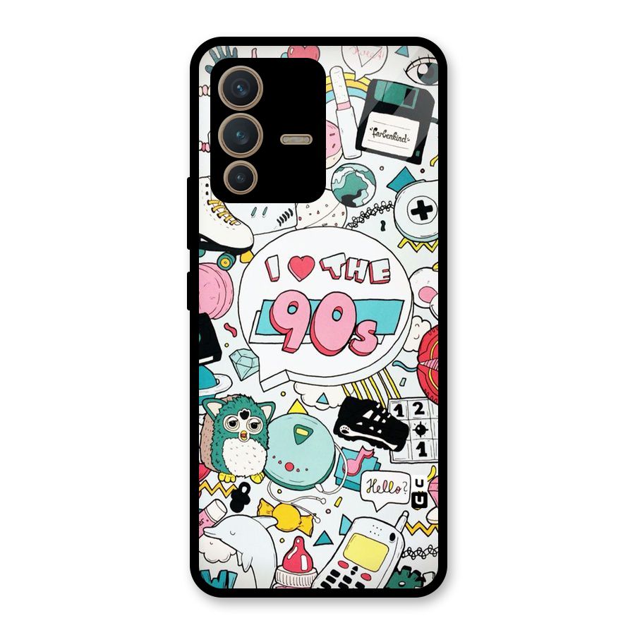 Heart 90s Glass Back Case for Vivo V23 5G
