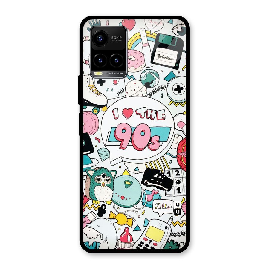 Heart 90s Glass Back Case for Vivo Y21A