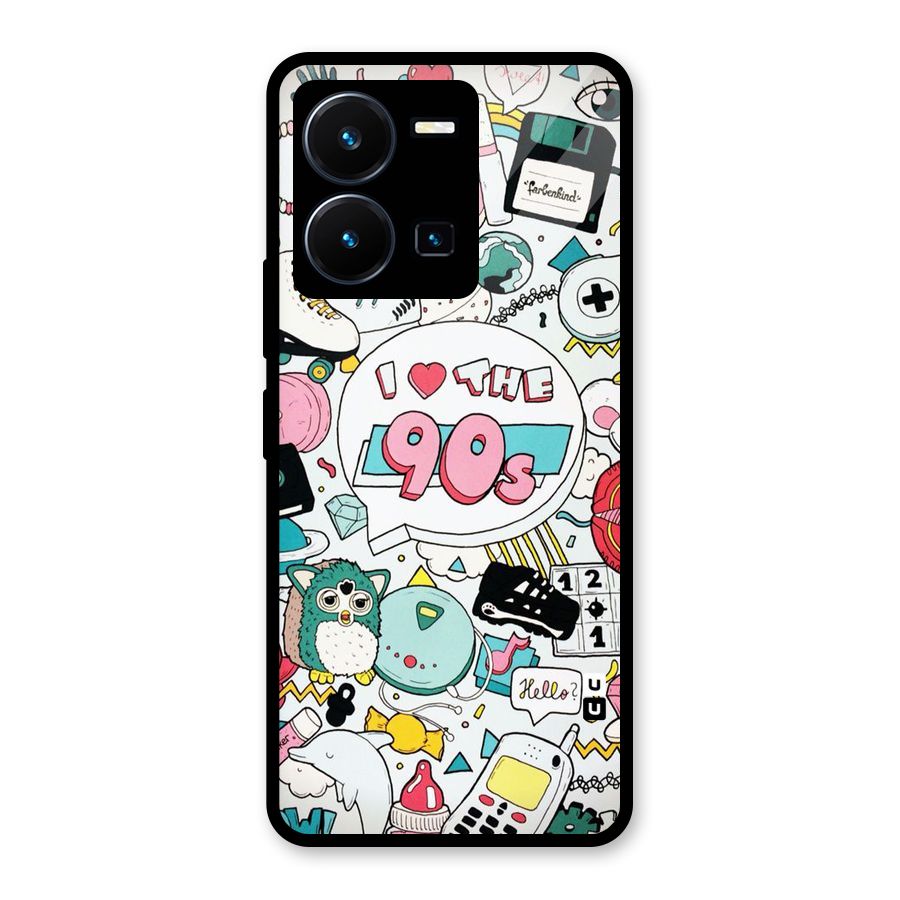 Heart 90s Glass Back Case for Vivo Y35