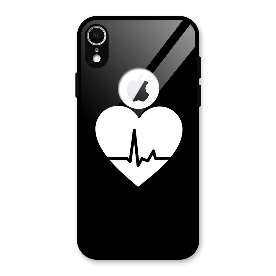 Heart Beat Glass Back Case for iPhone XR Logo Cut