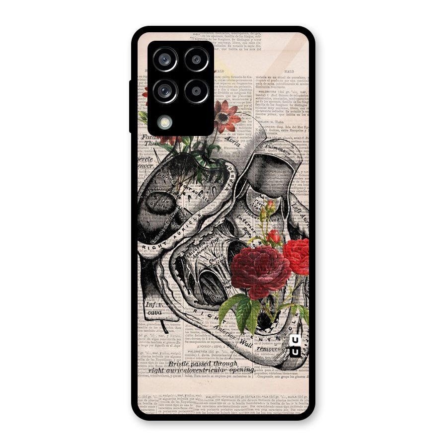 Heart Newspaper Glass Back Case for Galaxy M53 5G