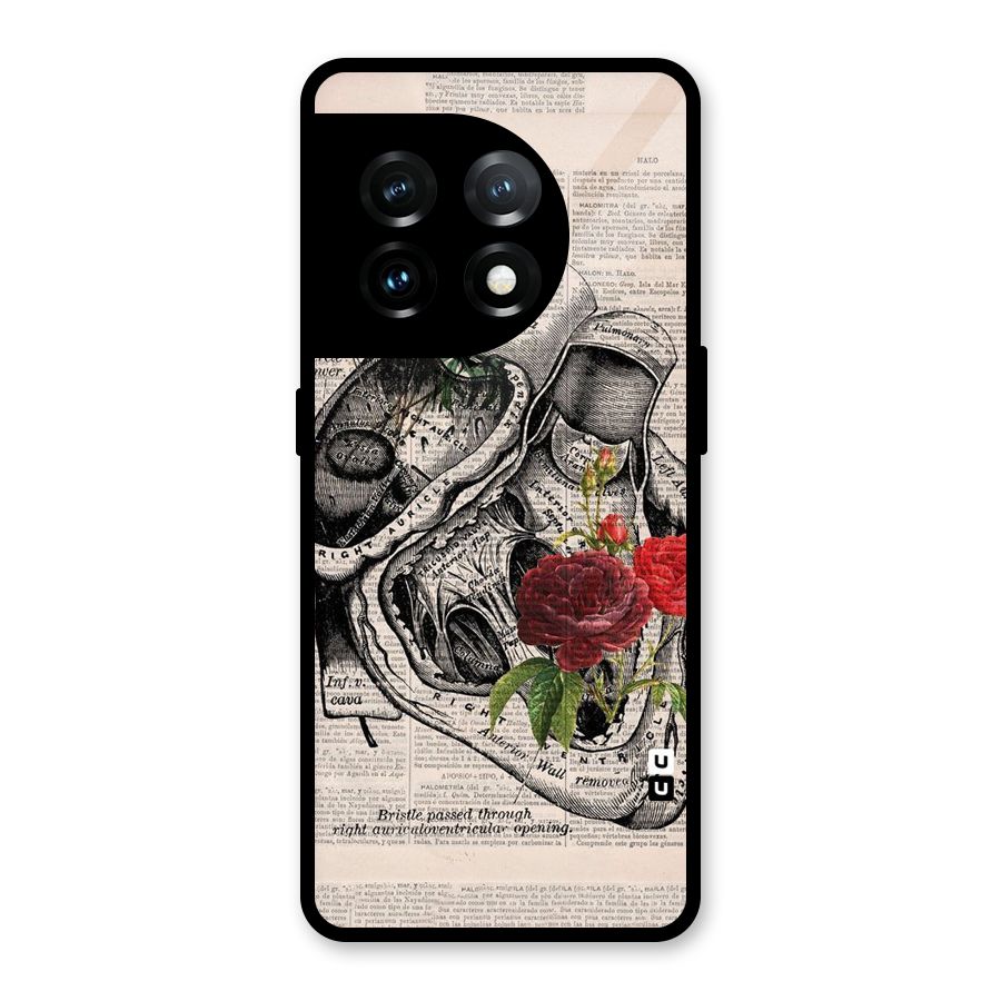Heart Newspaper Glass Back Case for OnePlus 11