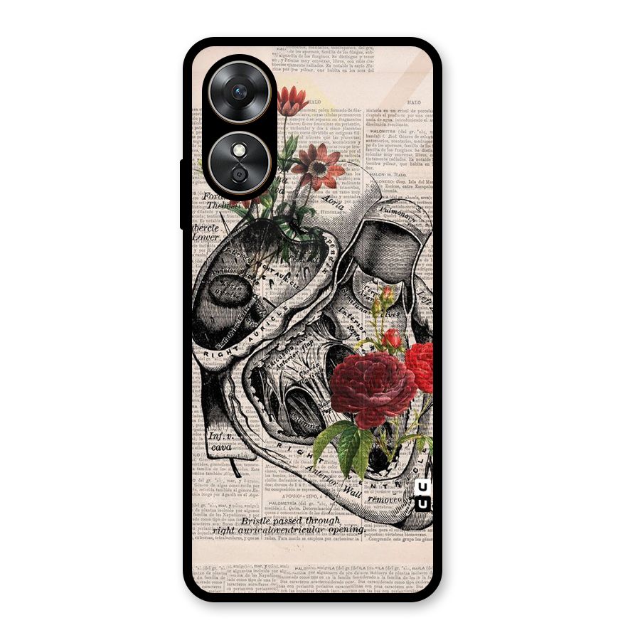 Heart Newspaper Glass Back Case for Oppo A17