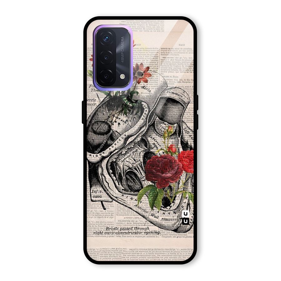 Heart Newspaper Glass Back Case for Oppo A74 5G