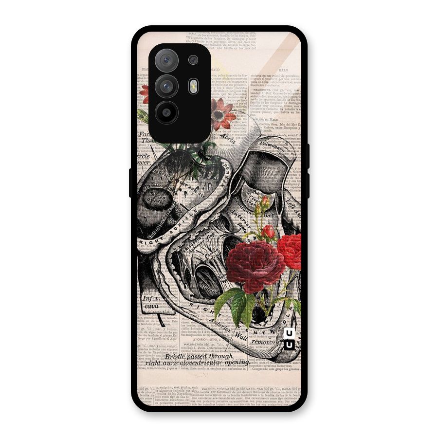 Heart Newspaper Glass Back Case for Oppo F19 Pro Plus 5G