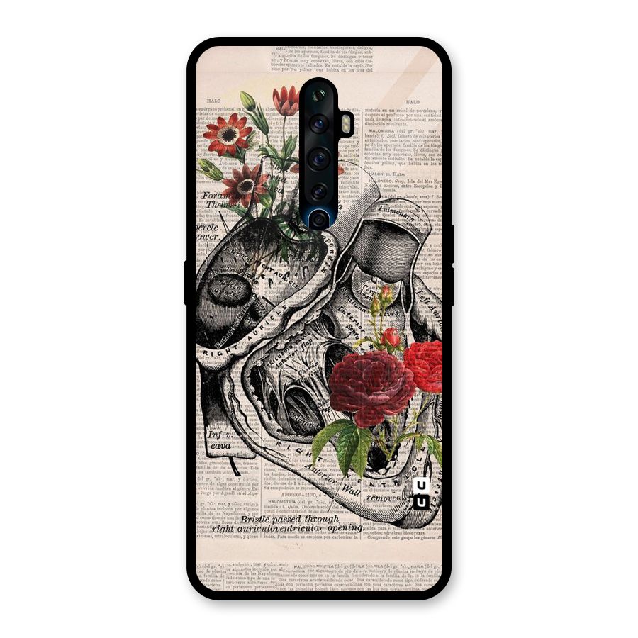 Heart Newspaper Glass Back Case for Oppo Reno2 F
