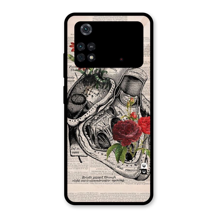 Heart Newspaper Glass Back Case for Poco M4 Pro 4G