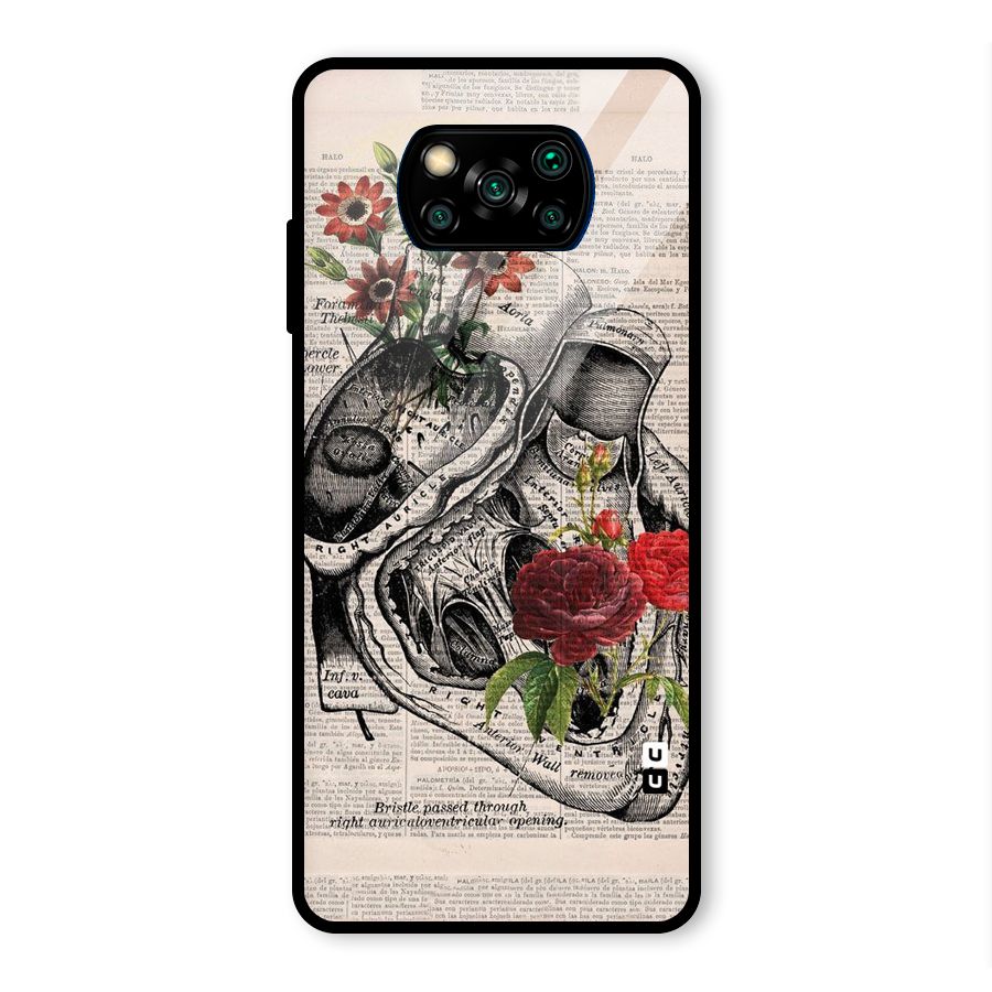 Heart Newspaper Glass Back Case for Poco X3 Pro