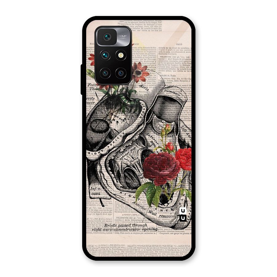 Heart Newspaper Glass Back Case for Redmi 10 Prime
