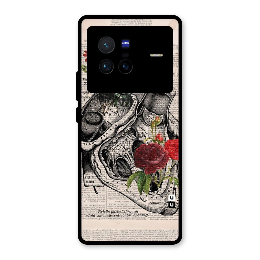 Heart Newspaper Glass Back Case for Vivo X80