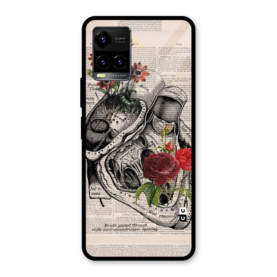 Heart Newspaper Glass Back Case for Vivo Y21T