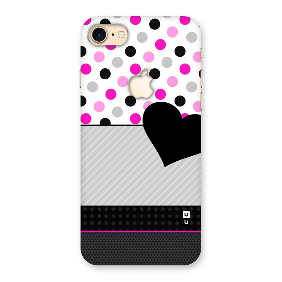 Heart Polka Stripes Back Case for iPhone 7 Apple Cut