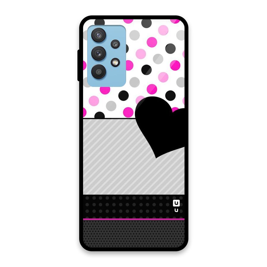 Heart Polka Stripes Glass Back Case for Galaxy M32 5G