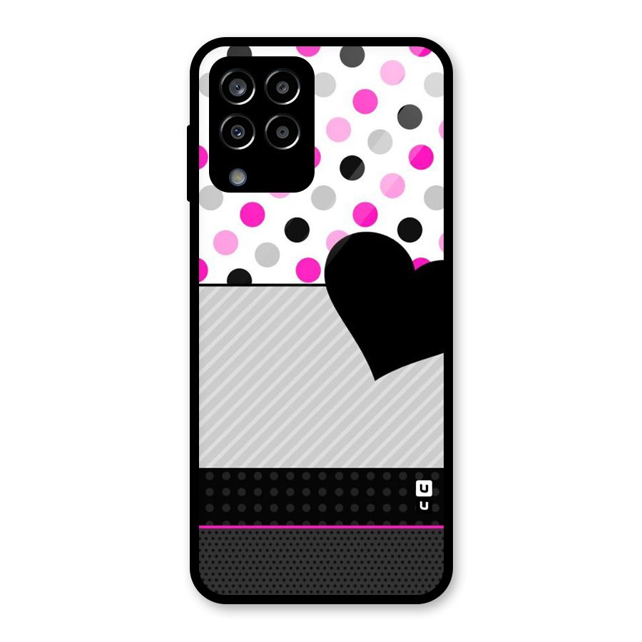Heart Polka Stripes Glass Back Case for Galaxy M33