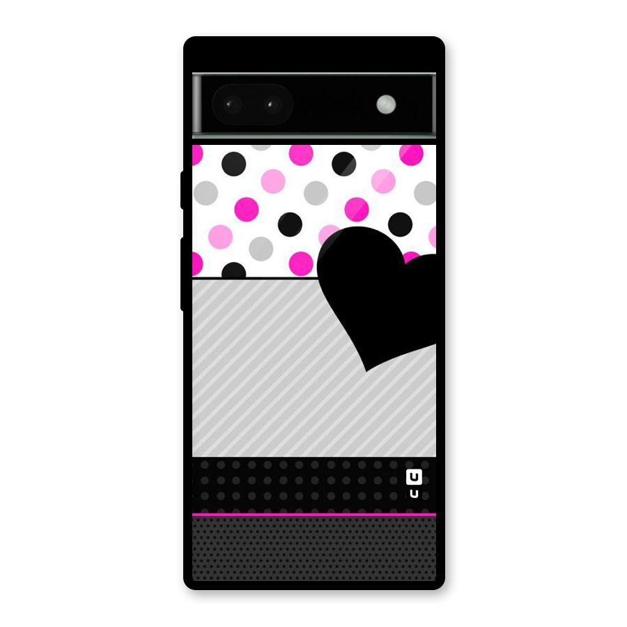 Heart Polka Stripes Glass Back Case for Google Pixel 6a
