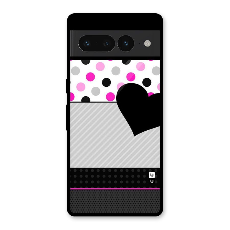 Heart Polka Stripes Glass Back Case for Google Pixel 7 Pro