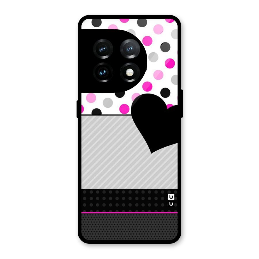 Heart Polka Stripes Glass Back Case for OnePlus 11