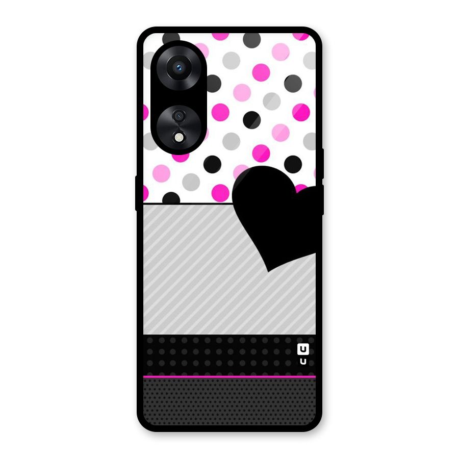 Heart Polka Stripes Glass Back Case for Oppo A78