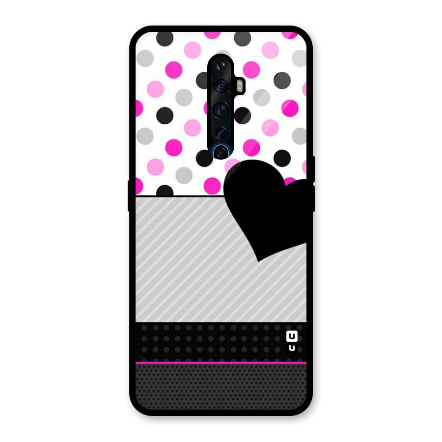 Heart Polka Stripes Glass Back Case for Oppo Reno2 F