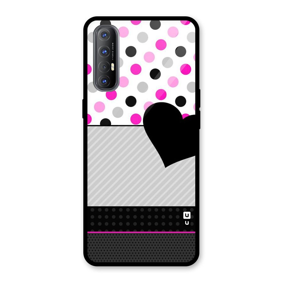 Heart Polka Stripes Glass Back Case for Oppo Reno3 Pro