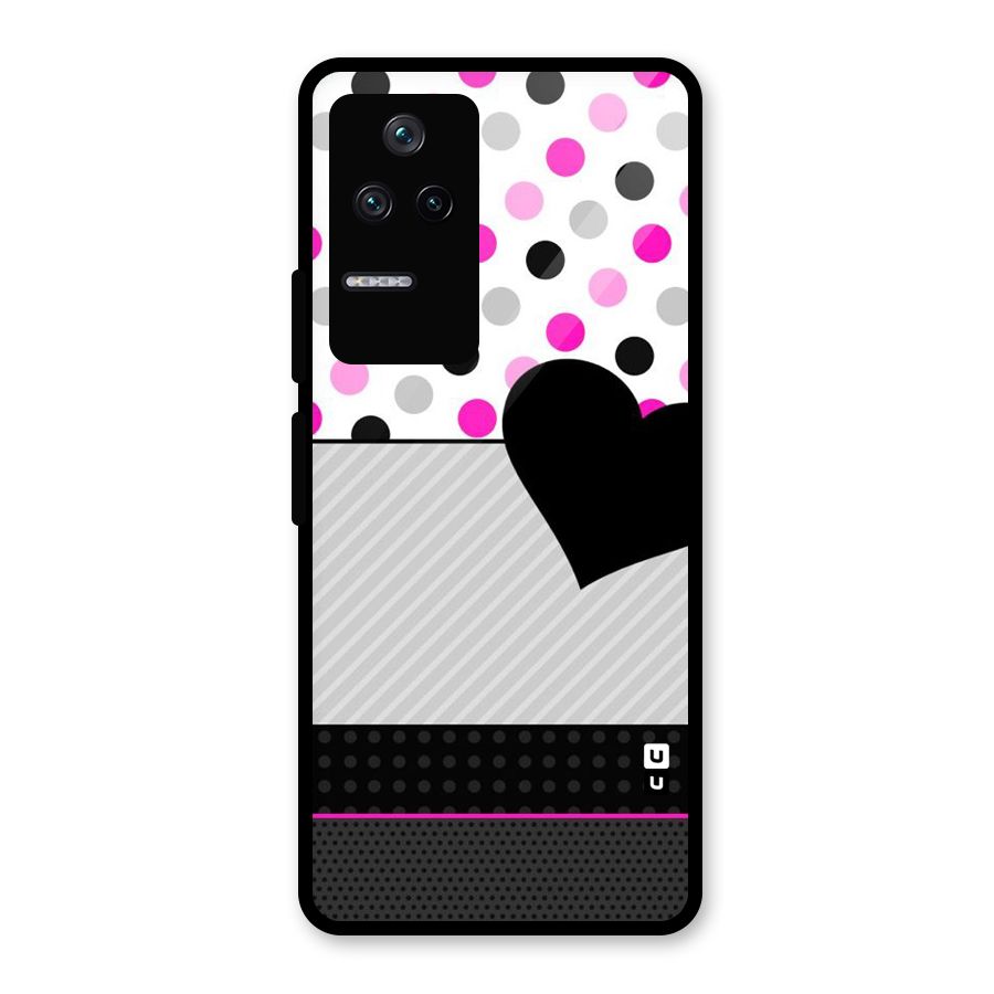 Heart Polka Stripes Glass Back Case for Poco F4 5G