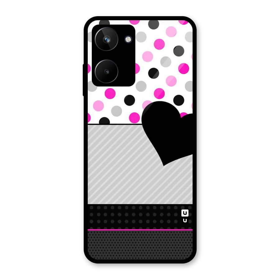 Heart Polka Stripes Glass Back Case for Realme 10