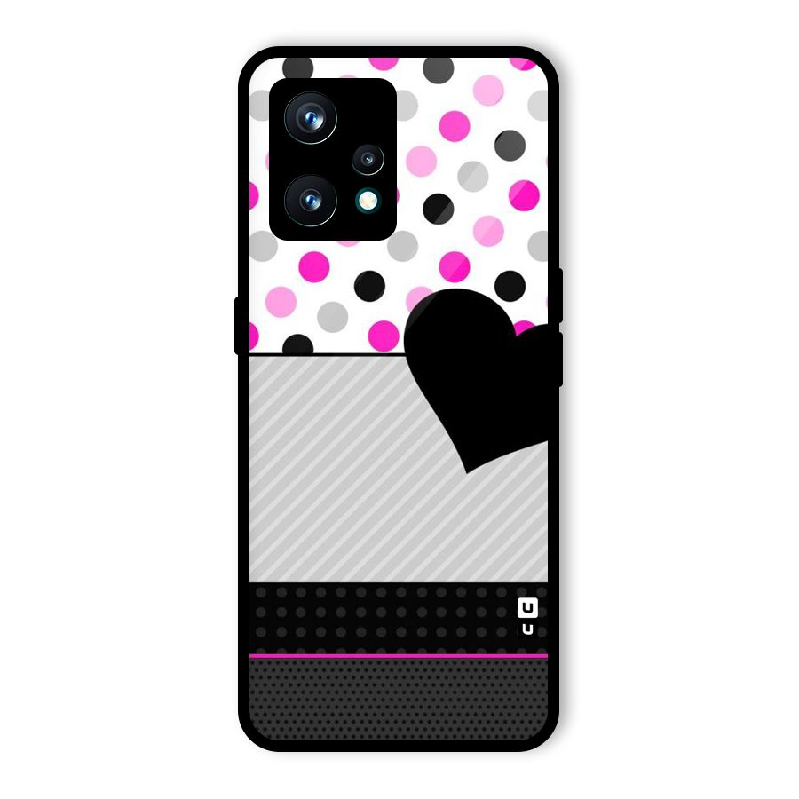 Heart Polka Stripes Glass Back Case for Realme 9 Pro Plus 5G